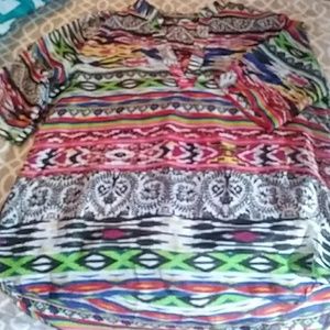 Silky multi color blouse size lg/xl ss